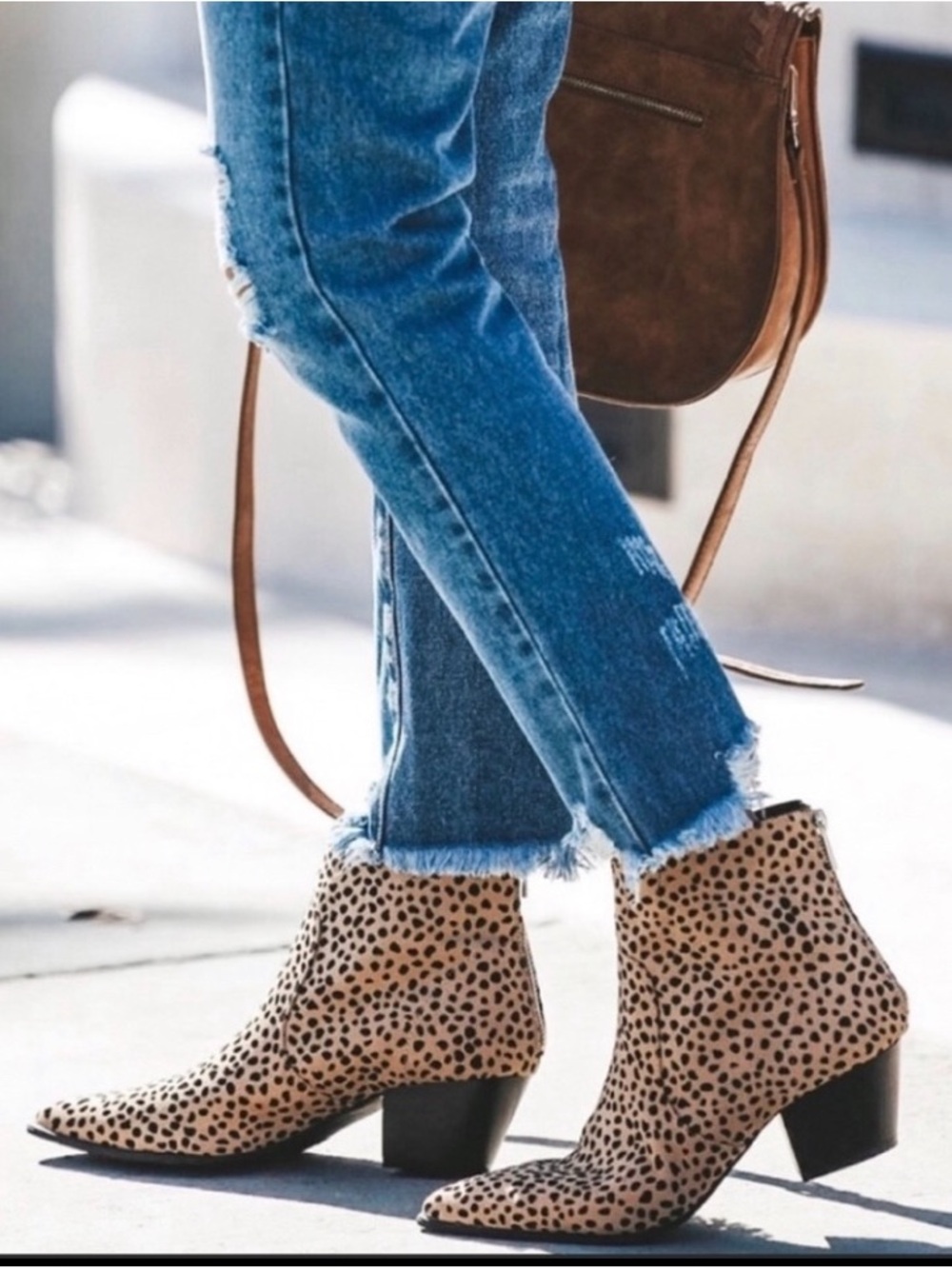 Cupid leopard print pointed toe,  back zip ankle booties. See pics.